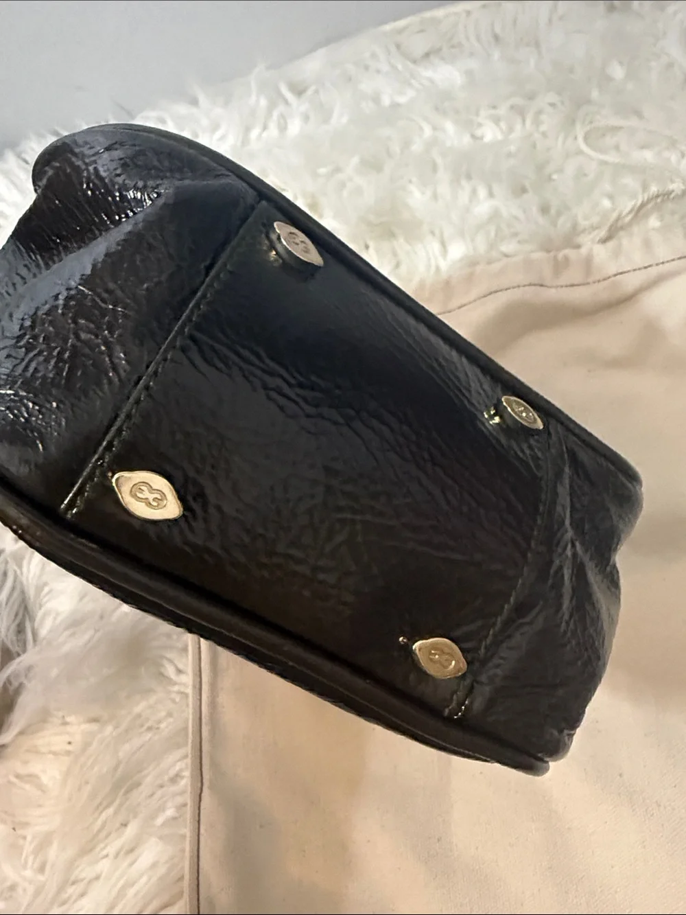 ESCADA patent leather dark green mini shoulder bag